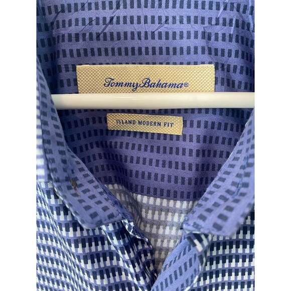 Tommy Bahama Island Modern Fit Blue Ombre Grid Silk Blend Button-Up Shirt Sz XXL - Picture 2 of 8